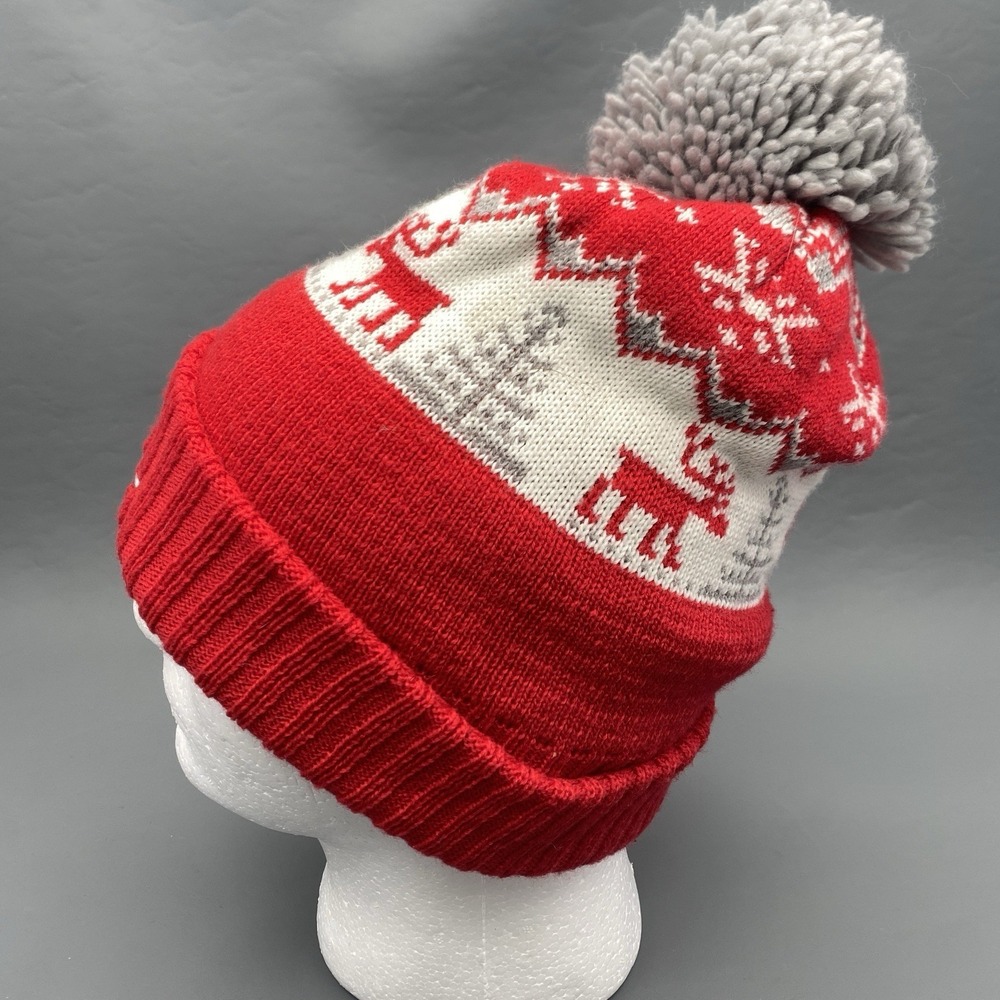 Houston Rockets Christmas Red/White NBA Cuffed Knit Hat Beanie With Pom Red - Picture 3 of 6